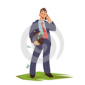 Vector illustration of businessman talking phone