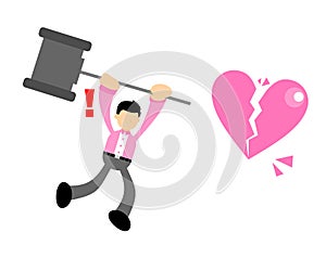 Vector illustration businessman worker stress heart break flat design cartoon style