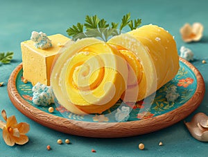 A vector illustration of a butter curl on a plate
