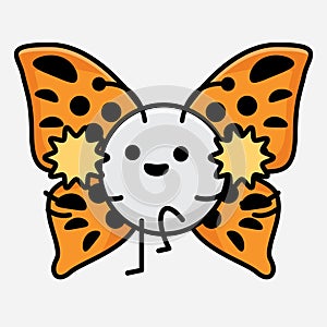 Vector Illustration of Butterfly Character on Isolated Background