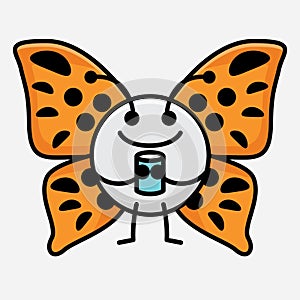 Vector Illustration of Butterfly Character on Isolated Background