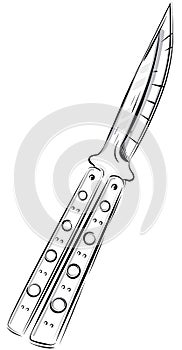 Vector illustration butterfly knife balisong