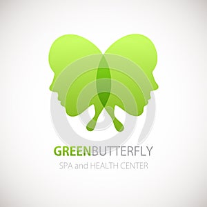 Vector illustration with Butterfly symbol. Logo design. For beauty salon, spa center, health clinic