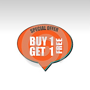 Vector illustration Buy 1 Get 1 Free, sale banner, discount tag design template, app icon.