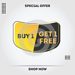 Vector illustration Buy 1 Get 1 Free, sale banner, discount tag design template, app icon.