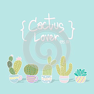 Vector illustration cactus pattern background. colorful pastel c