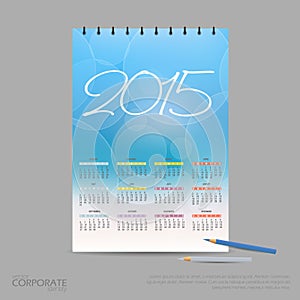 Vector illustration calendar for 2015. Brand identity company style template.