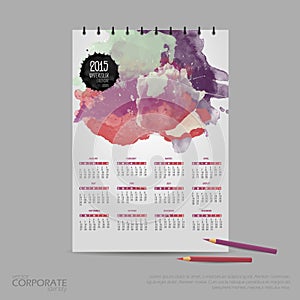 Vector illustration calendar for 2015. Brand identity company style template.