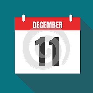 Vector illustration. Calendar icon. Calendar Date - Desember 11. Planning. Time management