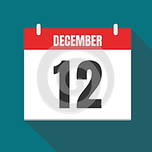 Vector illustration. Calendar icon. Calendar Date - Desember 12. Planning. Time management