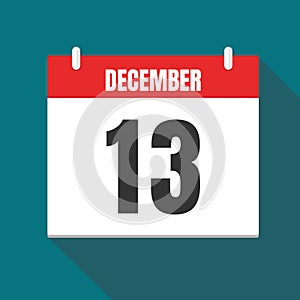 Vector illustration. Calendar icon. Calendar Date - Desember 13. Planning. Time management