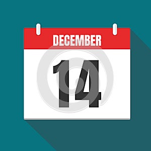 Vector illustration. Calendar icon. Calendar Date - Desember 14. Planning. Time management