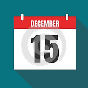 Vector illustration. Calendar icon. Calendar Date - Desember 15. Planning. Time management