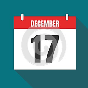 Vector illustration. Calendar icon. Calendar Date - Desember 17. Planning. Time management