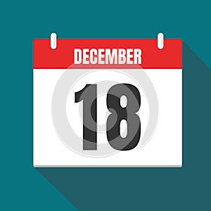 Vector illustration. Calendar icon. Calendar Date - Desember 18. Planning.