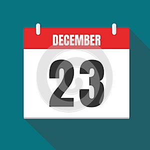 Vector illustration. Calendar icon. Calendar Date - Desember 23. Planning. Time management