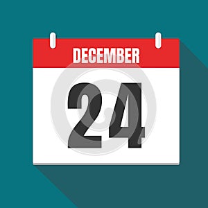 Vector illustration. Calendar icon. Calendar Date - Desember 24. Planning. Time management