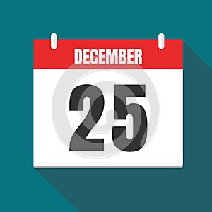 Vector illustration. Calendar icon. Calendar Date - Desember 25. Planning. Time management