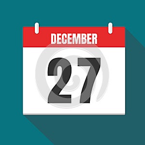 Vector illustration. Calendar icon. Calendar Date - Desember 27. Planning. Time management.