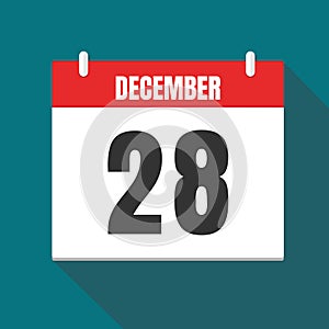 Vector illustration. Calendar icon. Calendar Date - Desember 28. Planning.