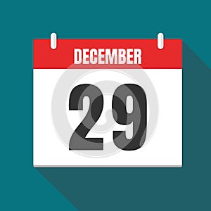 Vector illustration. Calendar icon. Calendar Date - Desember 29.