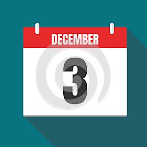 Vector illustration. Calendar icon. Calendar Date - Desember 3. Planning. Time management.