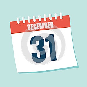 Vector illustration. Calendar icon. Calendar Date - Desember 31. Planning. Time management