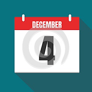 Vector illustration. Calendar icon. Calendar Date - Desember 4. Planning. Time management