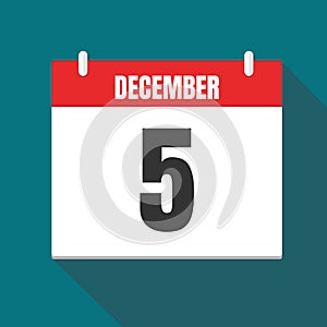 Vector illustration. Calendar icon. Calendar Date - Desember 5. Planning. Time management