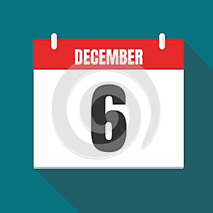 Vector illustration. Calendar icon. Calendar Date - Desember 6. Planning. Time management