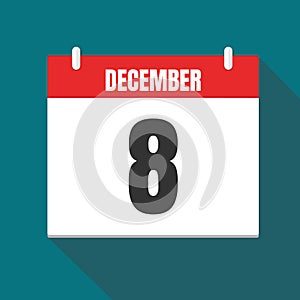 Vector illustration. Calendar icon. Calendar Date - Desember 8. Planning. Time management