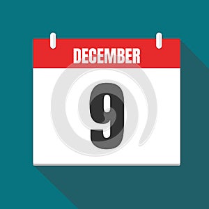 Vector illustration. Calendar icon. Calendar Date - Desember 9. Planning. Time management