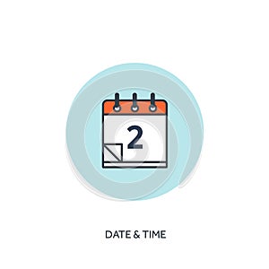 Vector illustration. Calendar lined icon.Date time. Holiday planning.