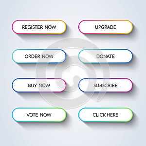 Vector illustration call to action buttons set. Button with colorful gradient.