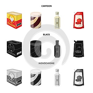 Vector illustration of can and food logo. Collection of can and package stock symbol for web.