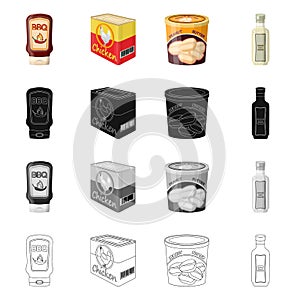 Vector illustration of can and food logo. Collection of can and package stock vector illustration.