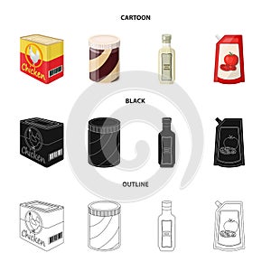 Vector illustration of can and food logo. Set of can and package stock vector illustration.