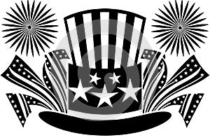 4th of July Vector Illustration Silhouetted white background