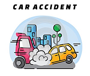 Vector illustration of car accident