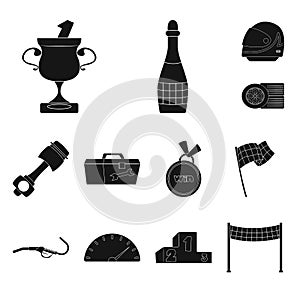 Vector illustration of car and rally icon. Collection of car and race vector icon for stock.