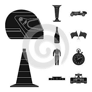 Vector illustration of car and rally icon. Set of car and race stock symbol for web.