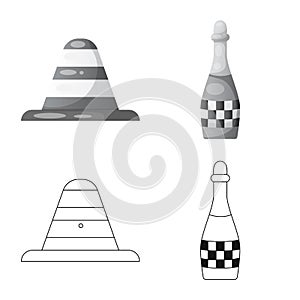 Vector illustration of car and rally symbol. Collection of car and race stock vector illustration.