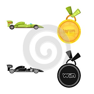 Vector illustration of car and rally symbol. Collection of car and race stock vector illustration.