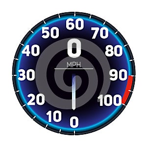 Vector Illustration Car speedometer dashboard icon. Speed meter fast race technology design and measurement panel.