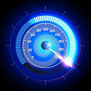 Vector Illustration Car speedometer dashboard icon. Speed meter fast race technology design measurement panel. Pushing to limit wi