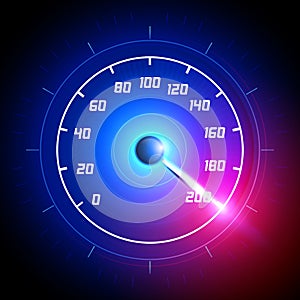 Vector Illustration Car speedometer dashboard icon. Speed meter fast race technology design measurement panel. Pushing to limit wi