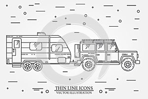 Vector illustration of car and travel trailers.