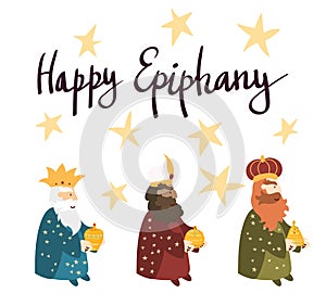 Vector illustration card for Happy Three Kings Day celebration