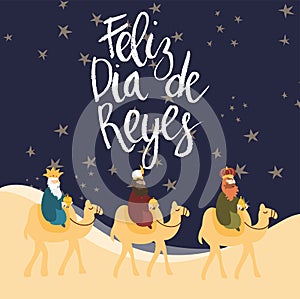 Vector illustration card for Happy Three Kings Day celebration
