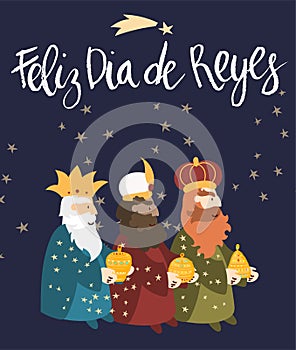 Vector illustration card for Happy Three Kings Day celebration